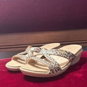 CROCS Women's Tan Leopard Sandals